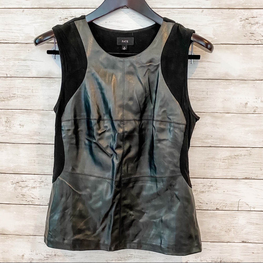 Fate Black Leather Sleeveless Top
